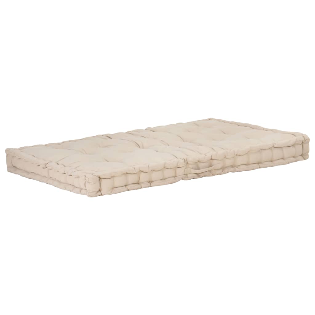 Palettenkissen Baumwolle 120×80×10 cm Beige