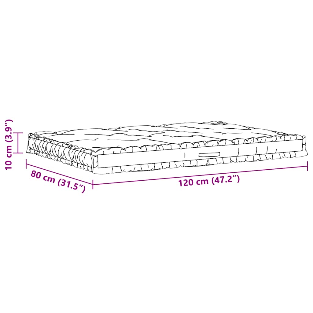 Palettenkissen Baumwolle 120×80×10 cm Beige
