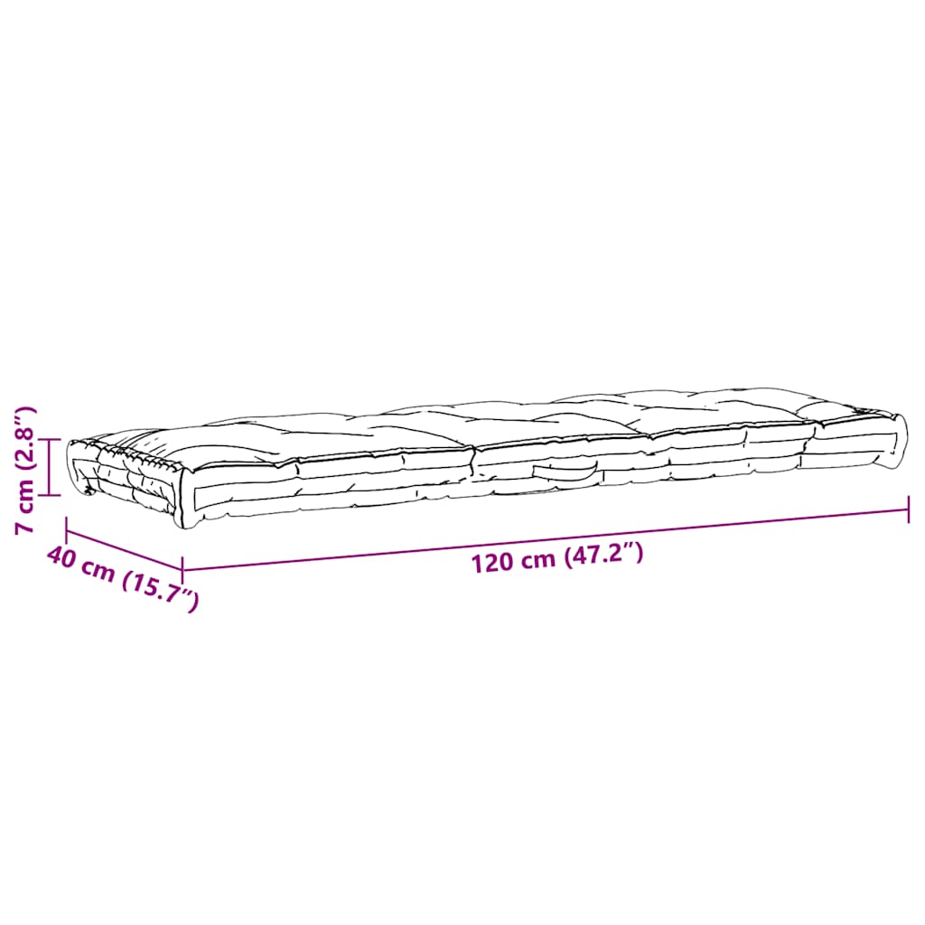 Palettenkissen Baumwolle 120×40×7 cm Hellblau
