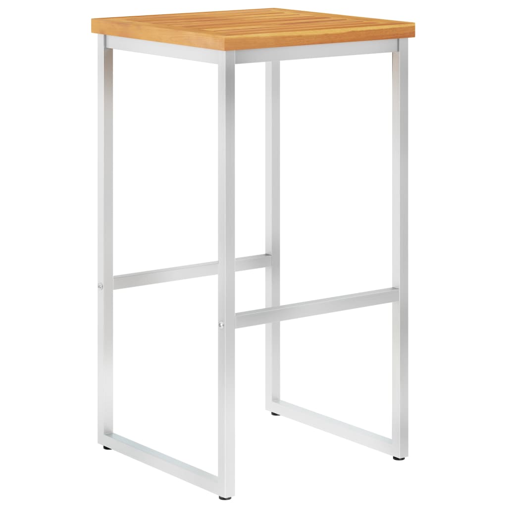 Barhocker 2 Stk. Massivholz Akazie und Edelstahl