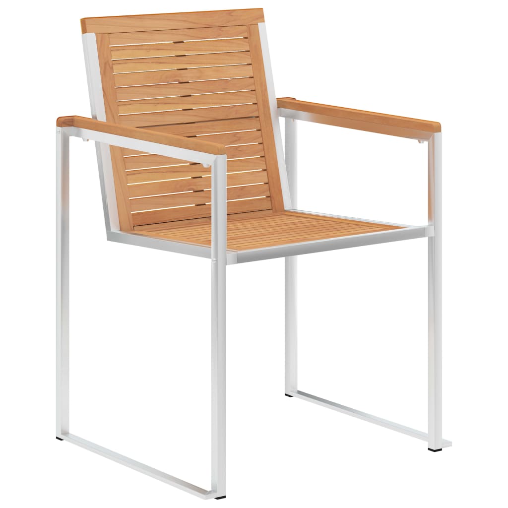Gartenstühle 2 Stk. Massivholz Teak und Edelstahl