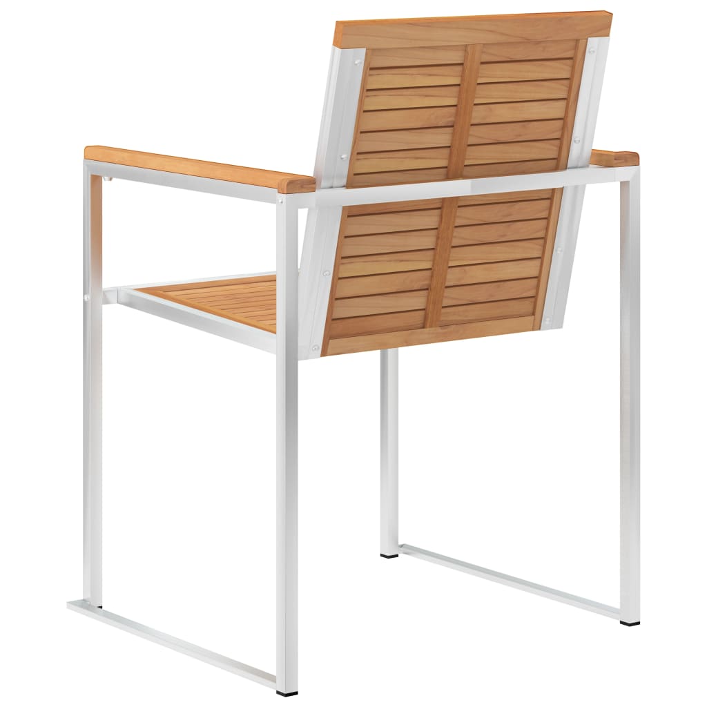 Gartenstühle 2 Stk. Massivholz Teak und Edelstahl