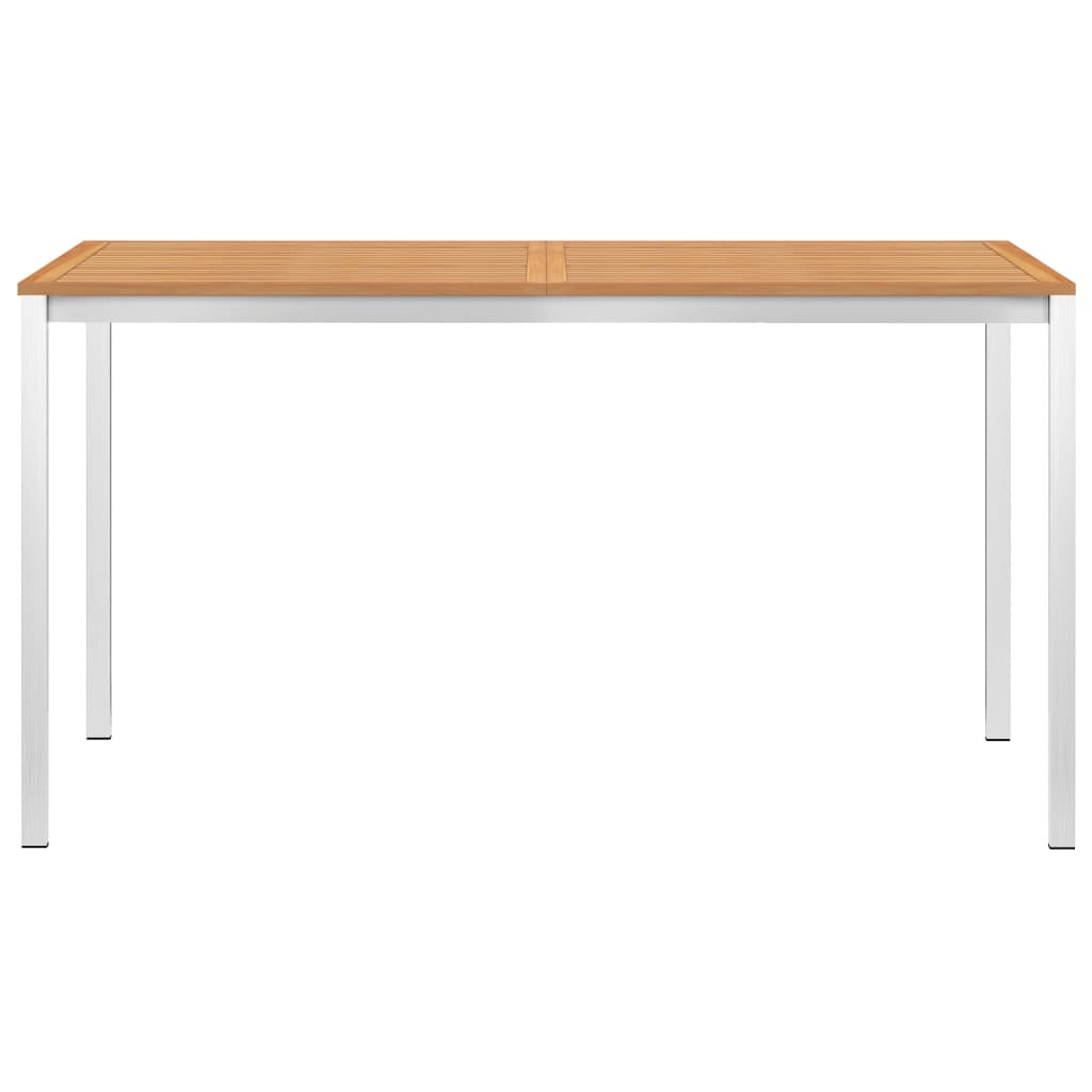 Garten-Esstisch 140x80x75 cm Massivholz Teak und Edelstahl
