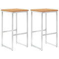 Barhocker 2 Stk. Massivholz Teak und Edelstahl