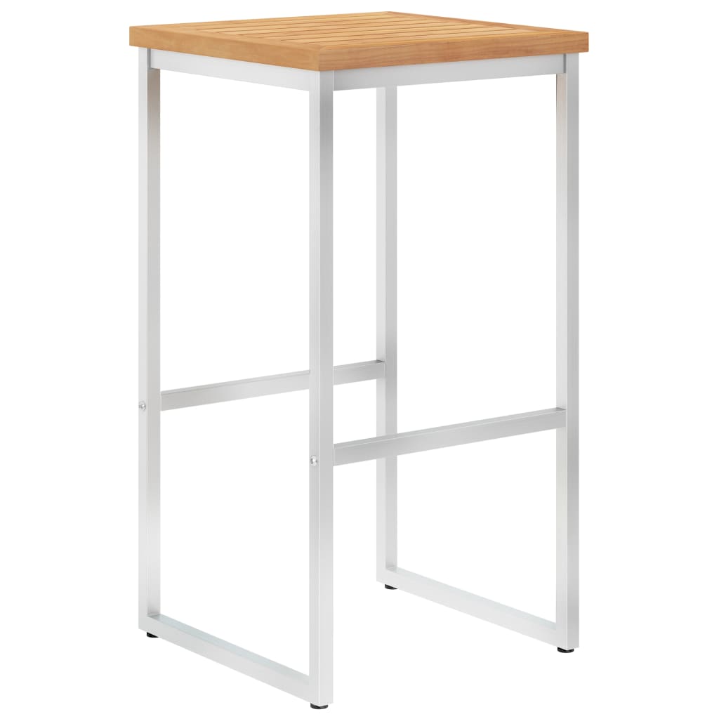 Barhocker 2 Stk. Massivholz Teak und Edelstahl