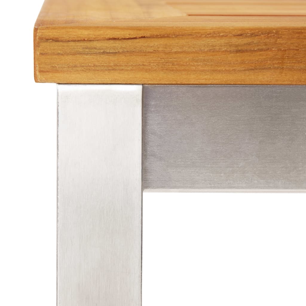 Barhocker 2 Stk. Massivholz Teak und Edelstahl
