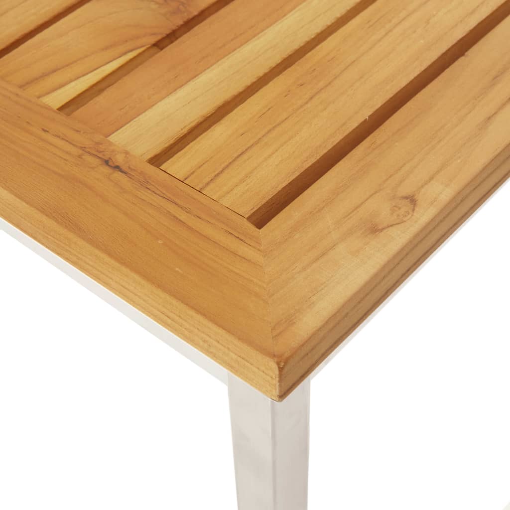 Barhocker 2 Stk. Massivholz Teak und Edelstahl