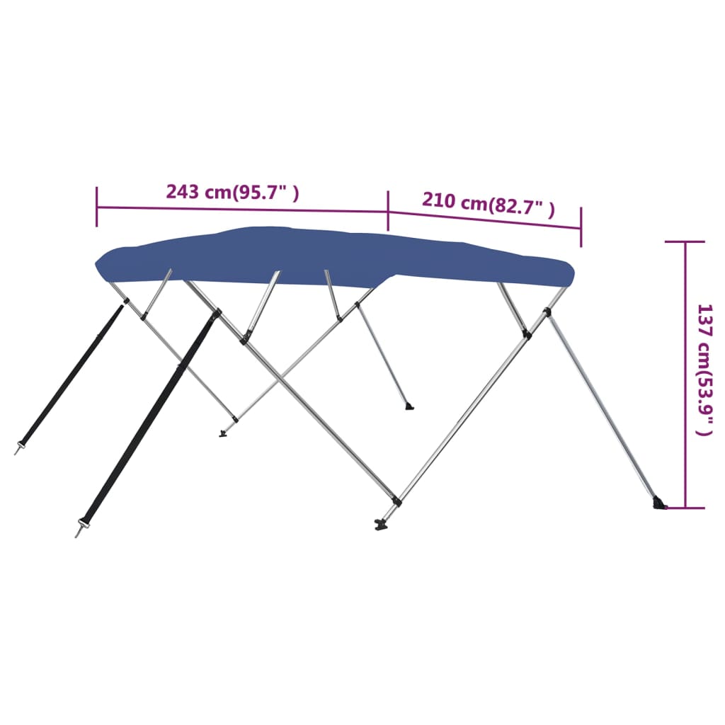 4-Bow Bimini Top Blau 243x210x137 cm