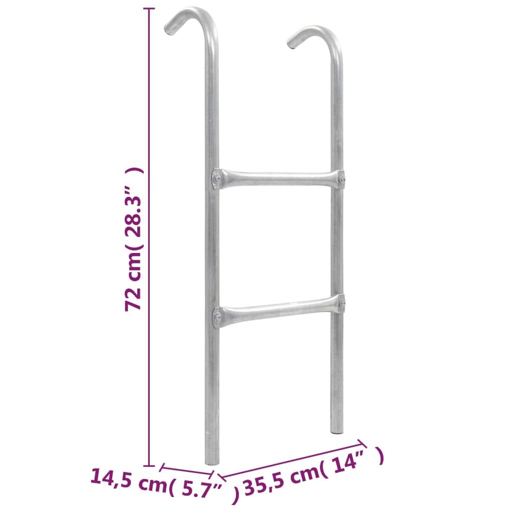 2-stufige Trampolinleiter Stahl Silbern 72 cm (Geeignet für 65 cm Höhe)
