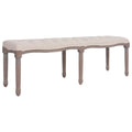 Sitzbank Stoff Massivholz 150x40x48 cm Cremeweiß