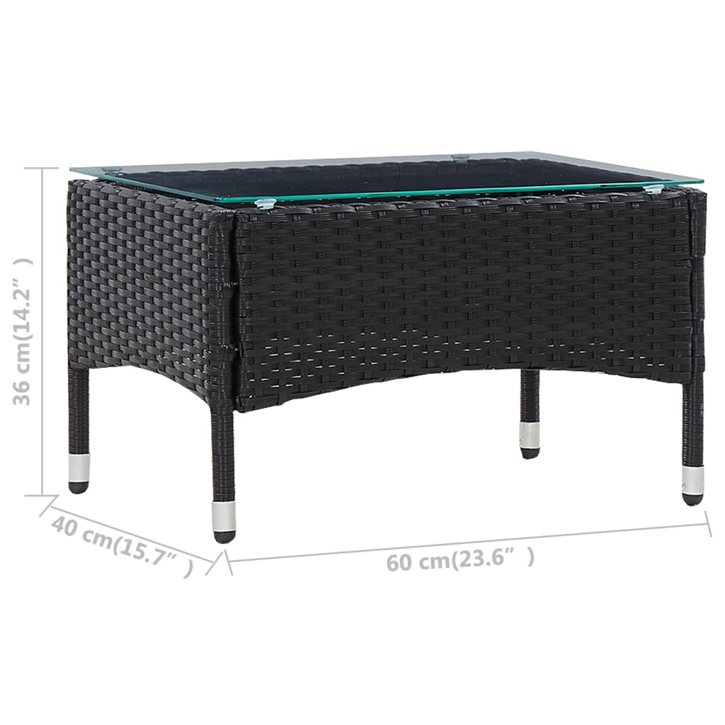 Couchtisch Schwarz 60x40x36 cm Poly Rattan