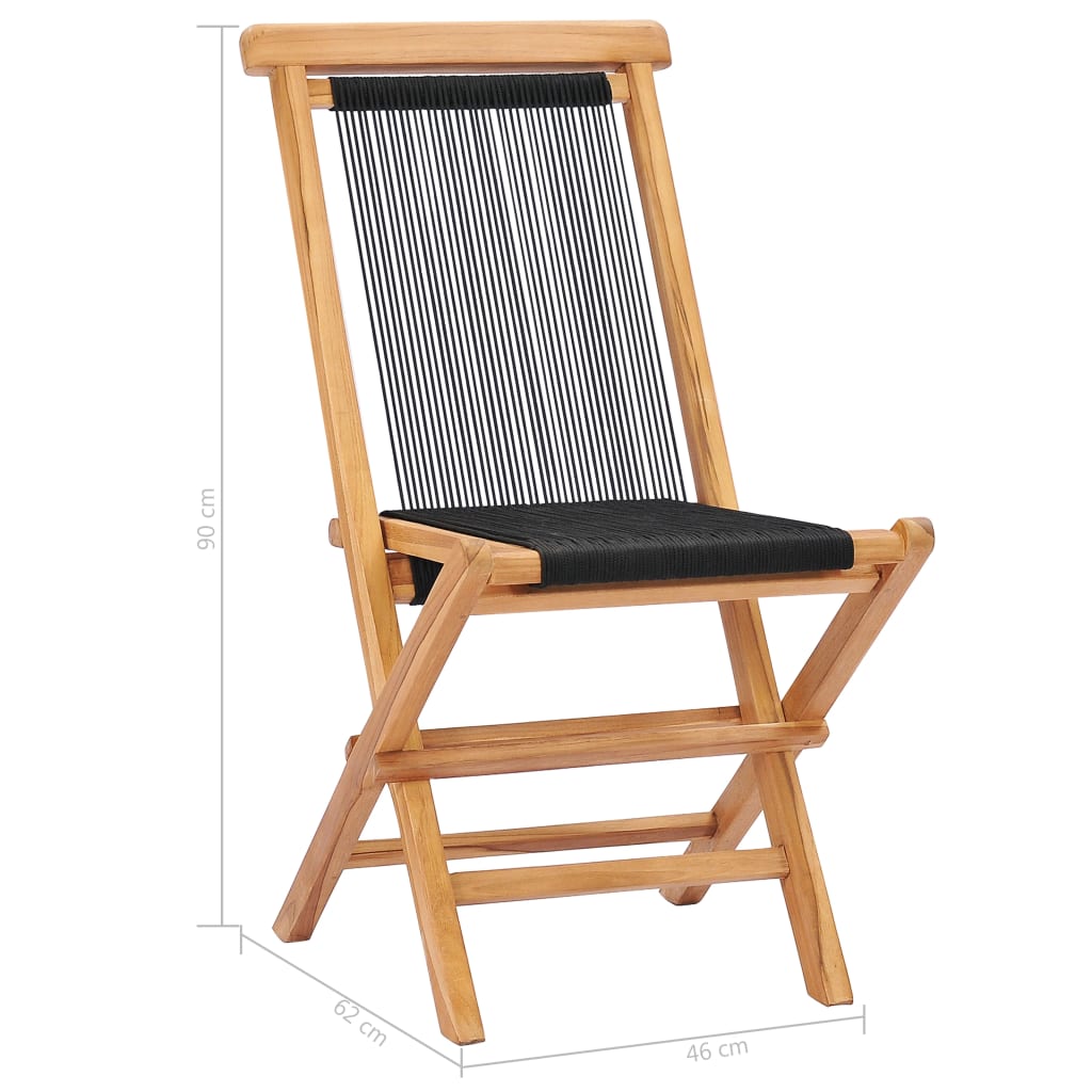 Klappbare Gartenstühle 2 Stk. Massivholz Teak und Seil
