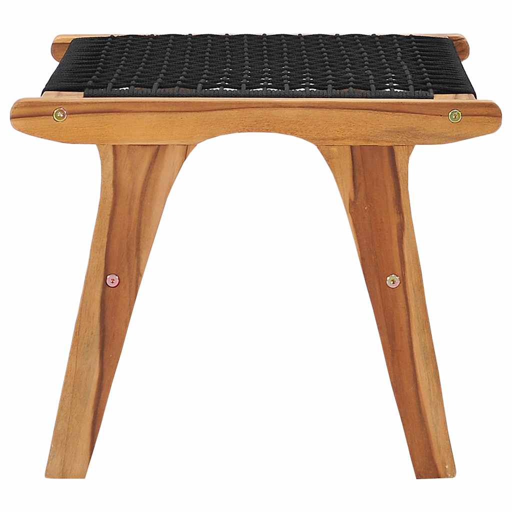 Sonnenliege mit Fußablage Massivholz Teak und Seil