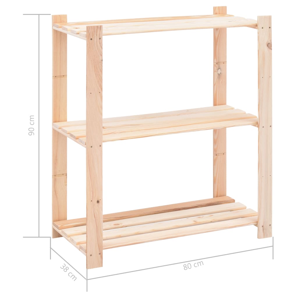 Lagerregale 3 Böden 5 Stk. 80x38x90cm Massivholz Kiefer 150kg