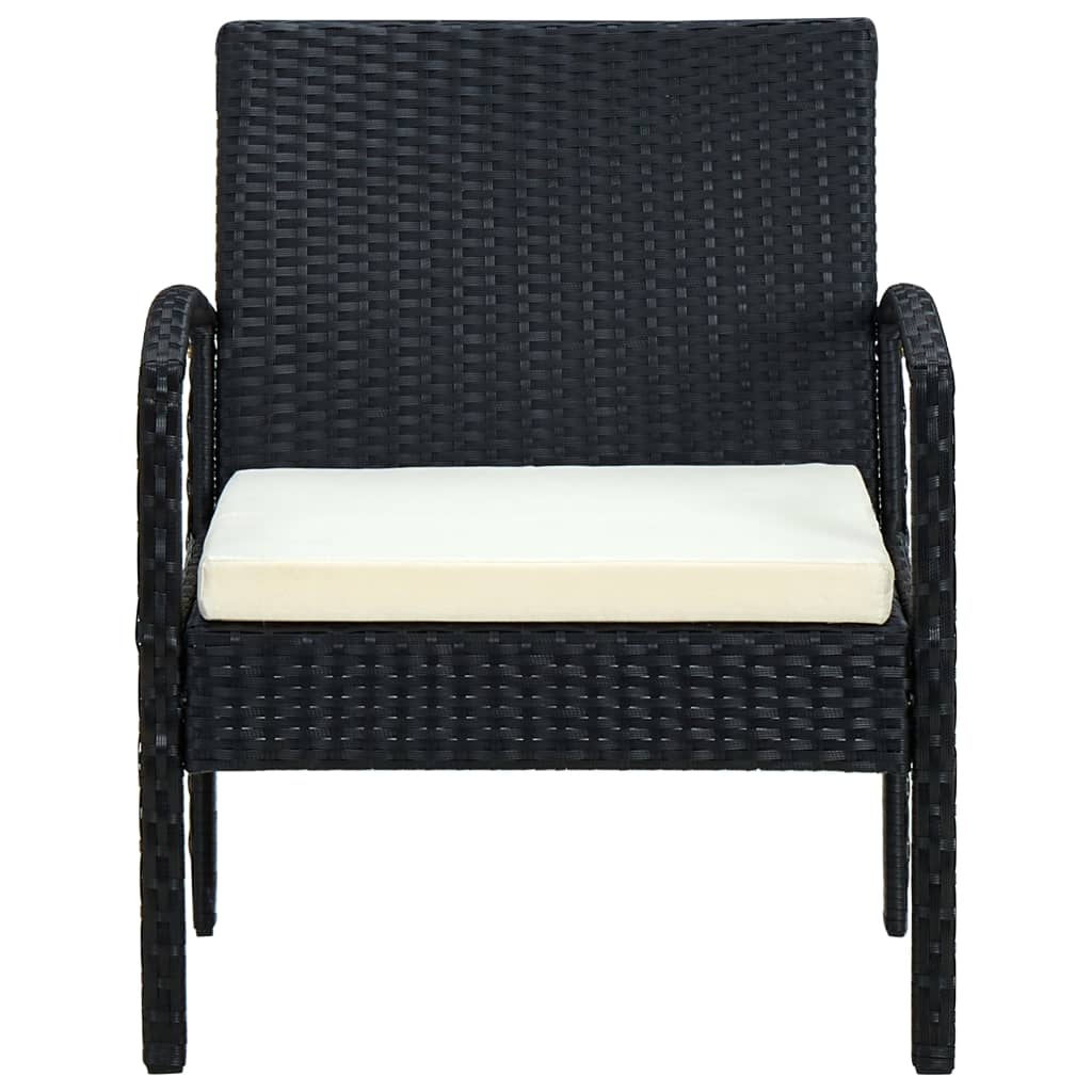 Gartenstuhl mit Kissen Poly Rattan Schwarz