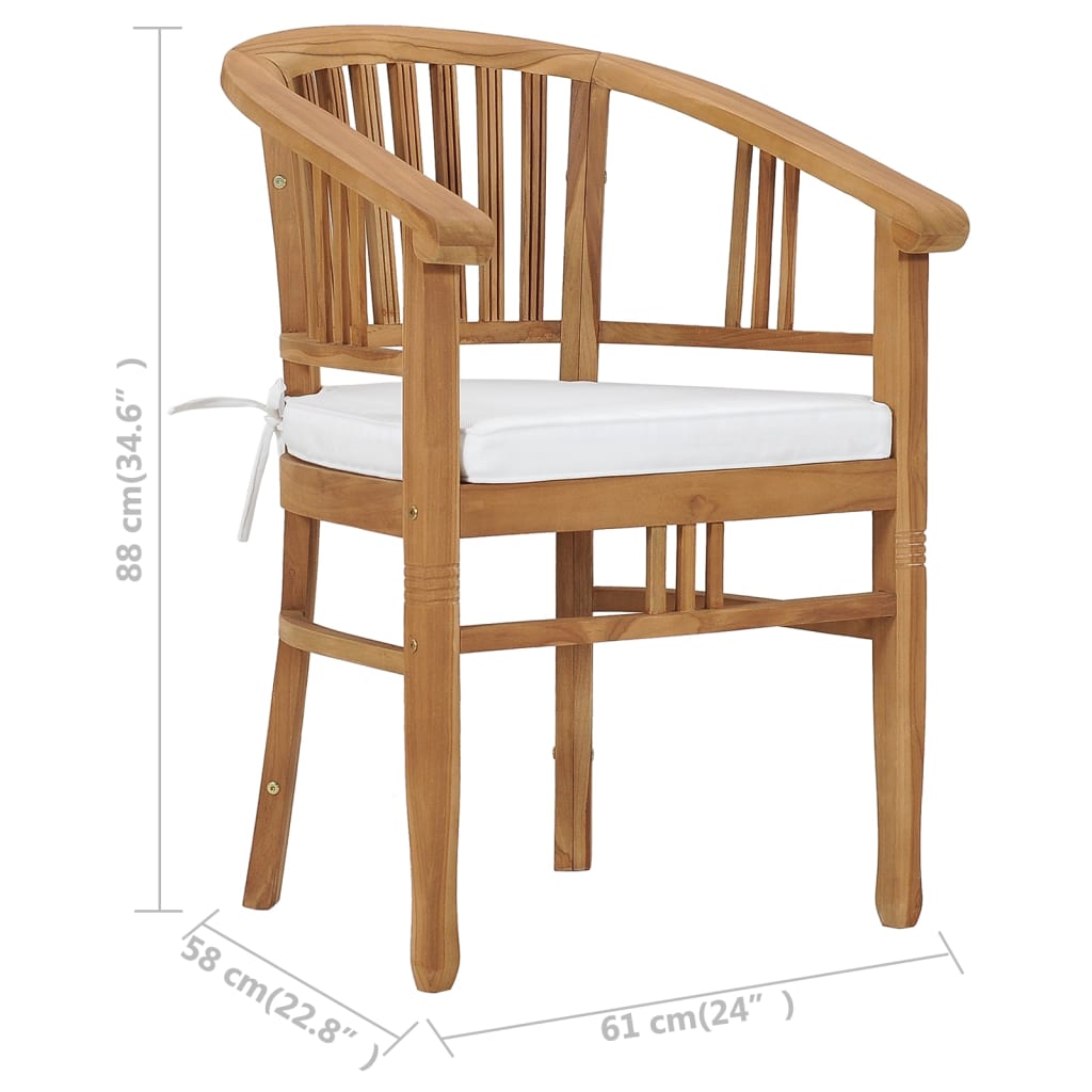 Gartenstühle mit Kissen 2 Stk. Teak Massivholz
