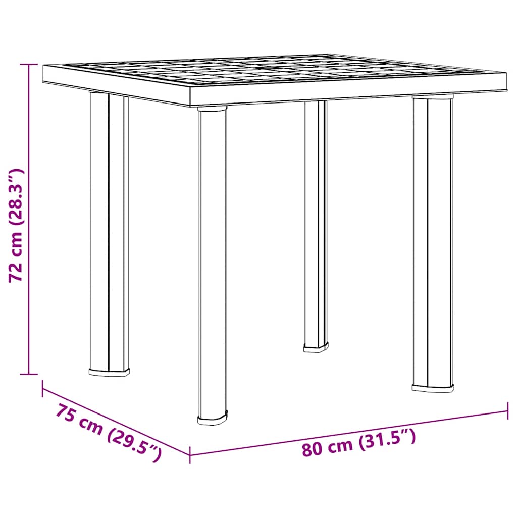 Gartentisch Weiß 80x75x72 cm Kunststoff