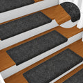 Stufenmatten Selbstklebend 15 Stk. 65x21x4 cm Dunkelgrau Rechteckiger Rand