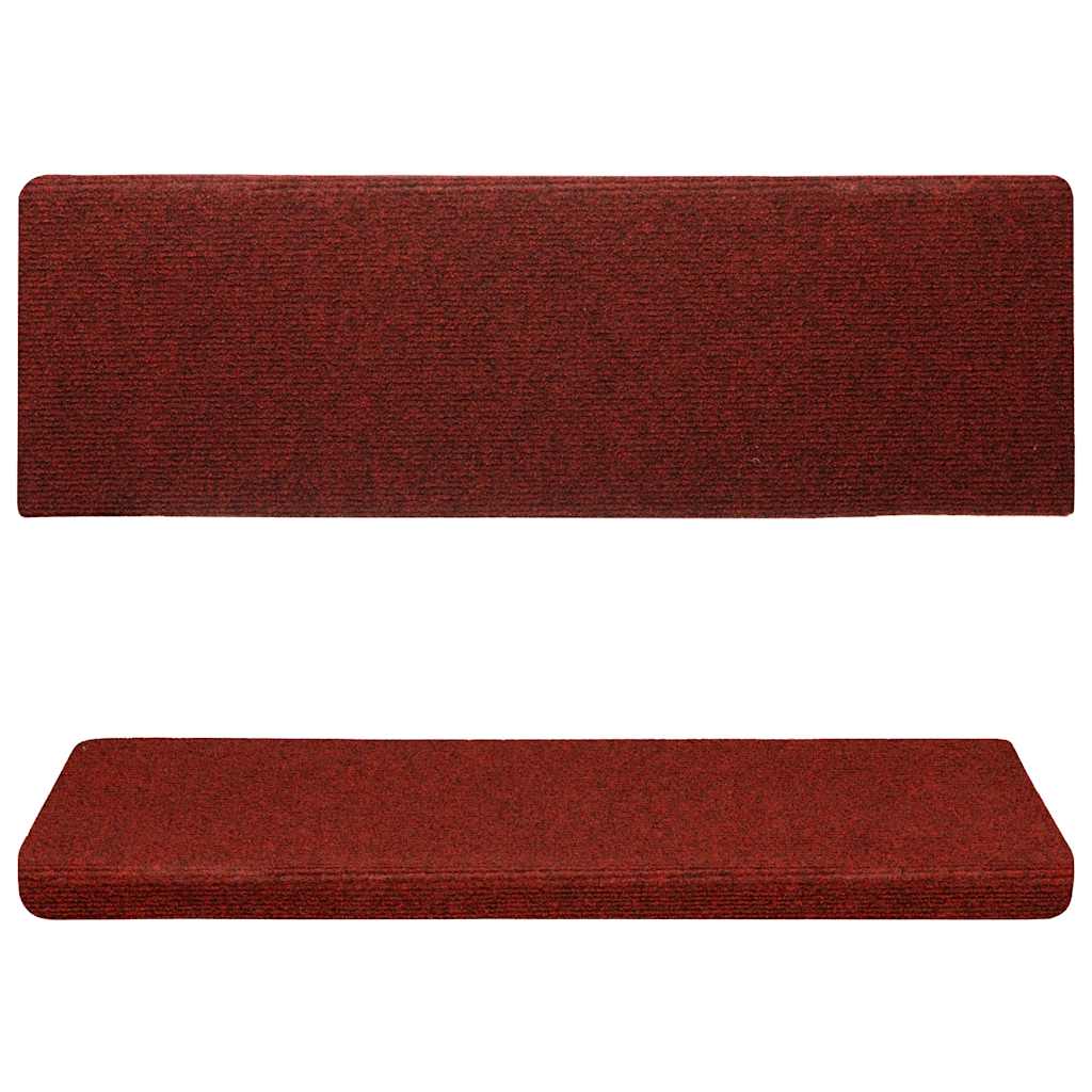 Stufenmatten Selbstklebend 15 Stk. 65x21x4 cm Bordeauxrot Rechteckiger Rand