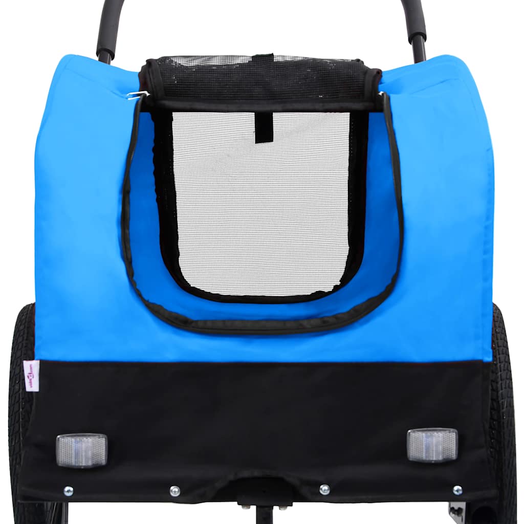 2-in-1 Fahrradanhänger für Hunde und Buggy Blau und Schwarz