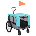 2-in-1 Fahrradanhänger für Hunde und Buggy Blau und Grau