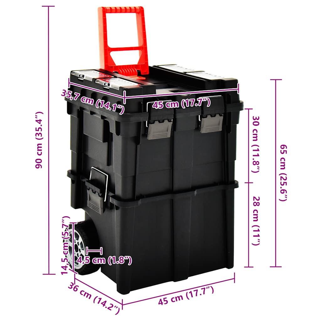 Werkzeug-Organizer Trolley mit Griff 45x36x90 cm