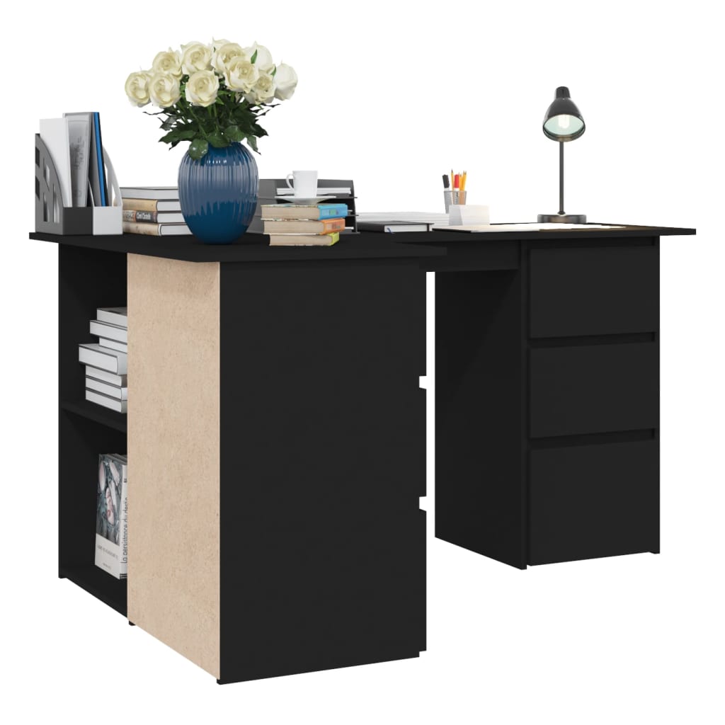 Eckschreibtisch Schwarz 145x100x76 cm Holzwerkstoff