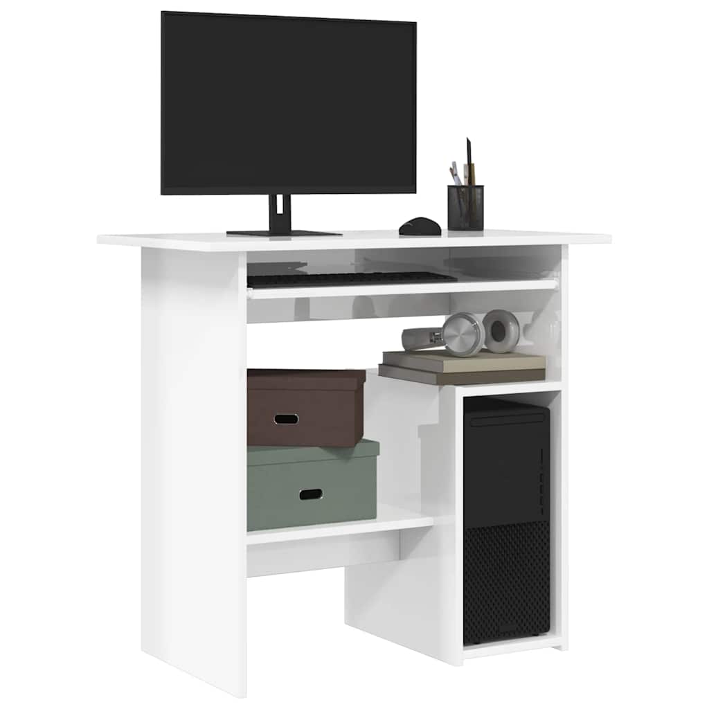 Schreibtisch Hochglanz-Weiß 80x45x74 cm Holzwerkstoff