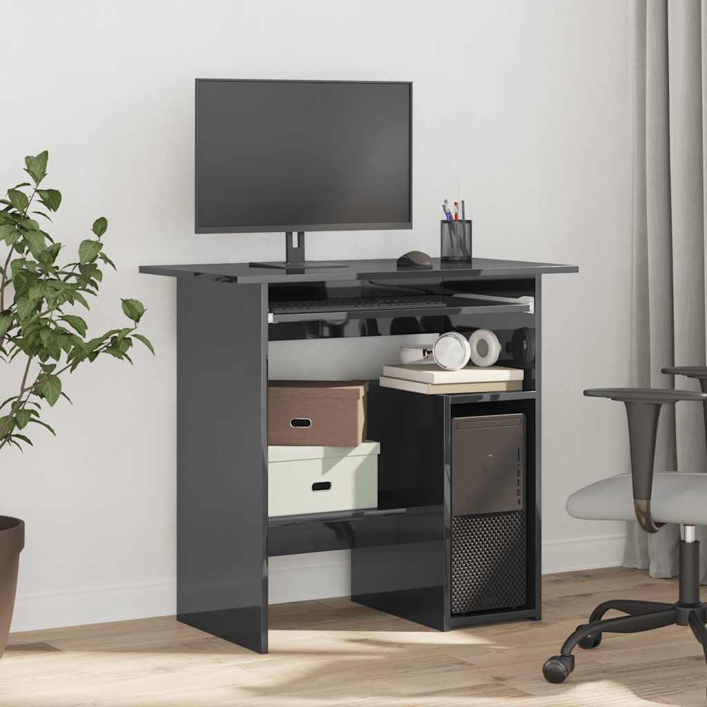 Schreibtisch Hochglanz-Grau 80x45x74 cm Holzwerkstoff