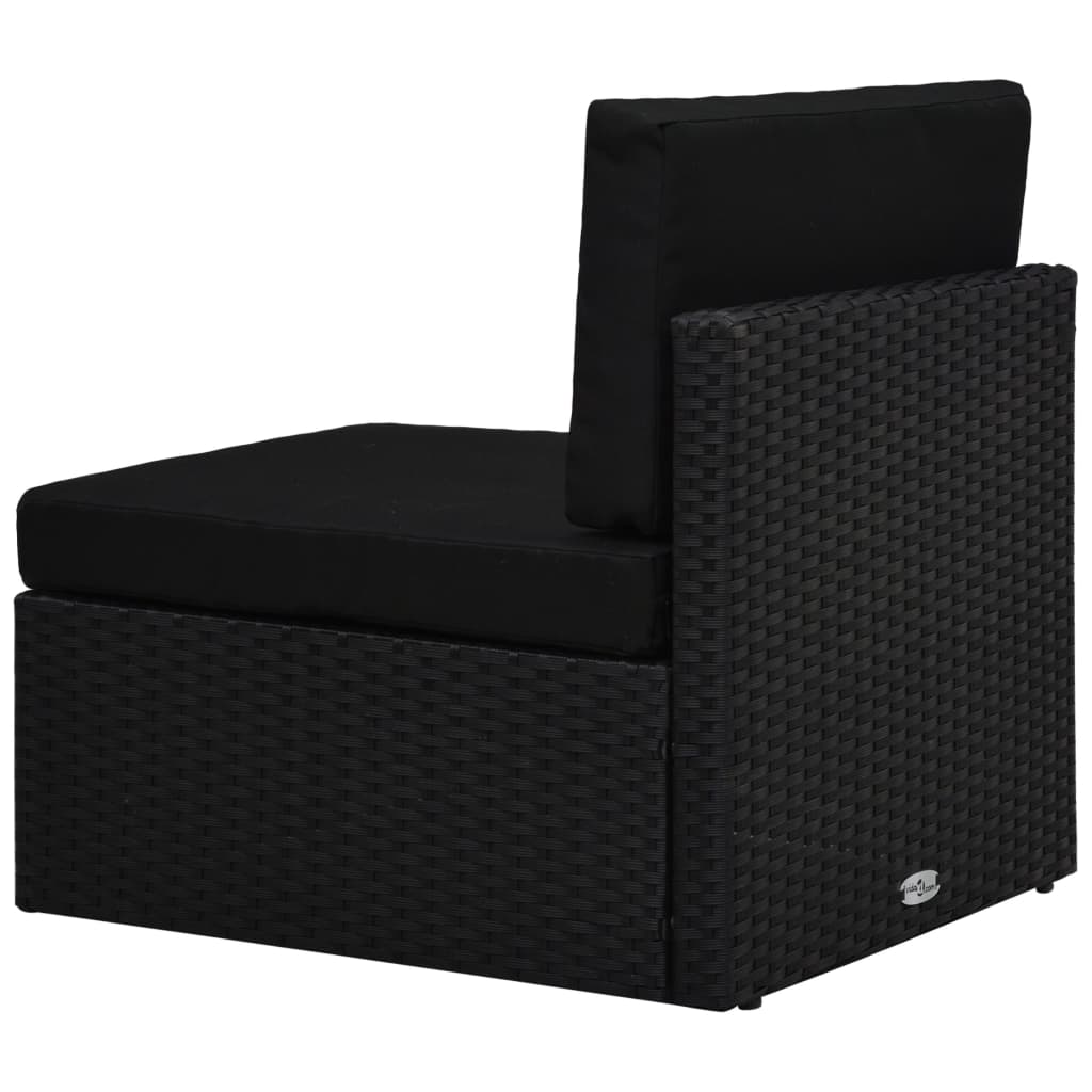 Modulares Mittelsofa Poly Rattan Schwarz
