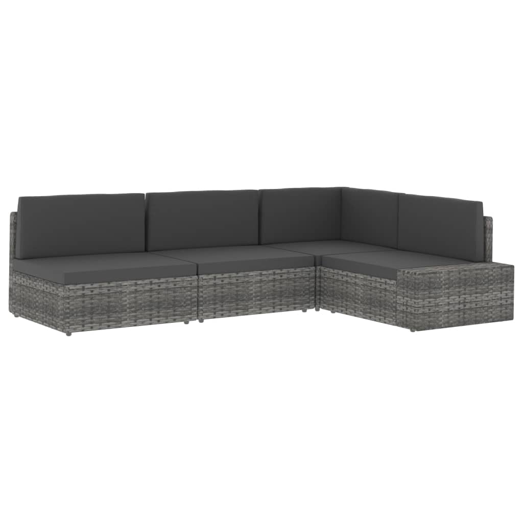 Modulares Sofa-Eckteil Poly Rattan Schwarz