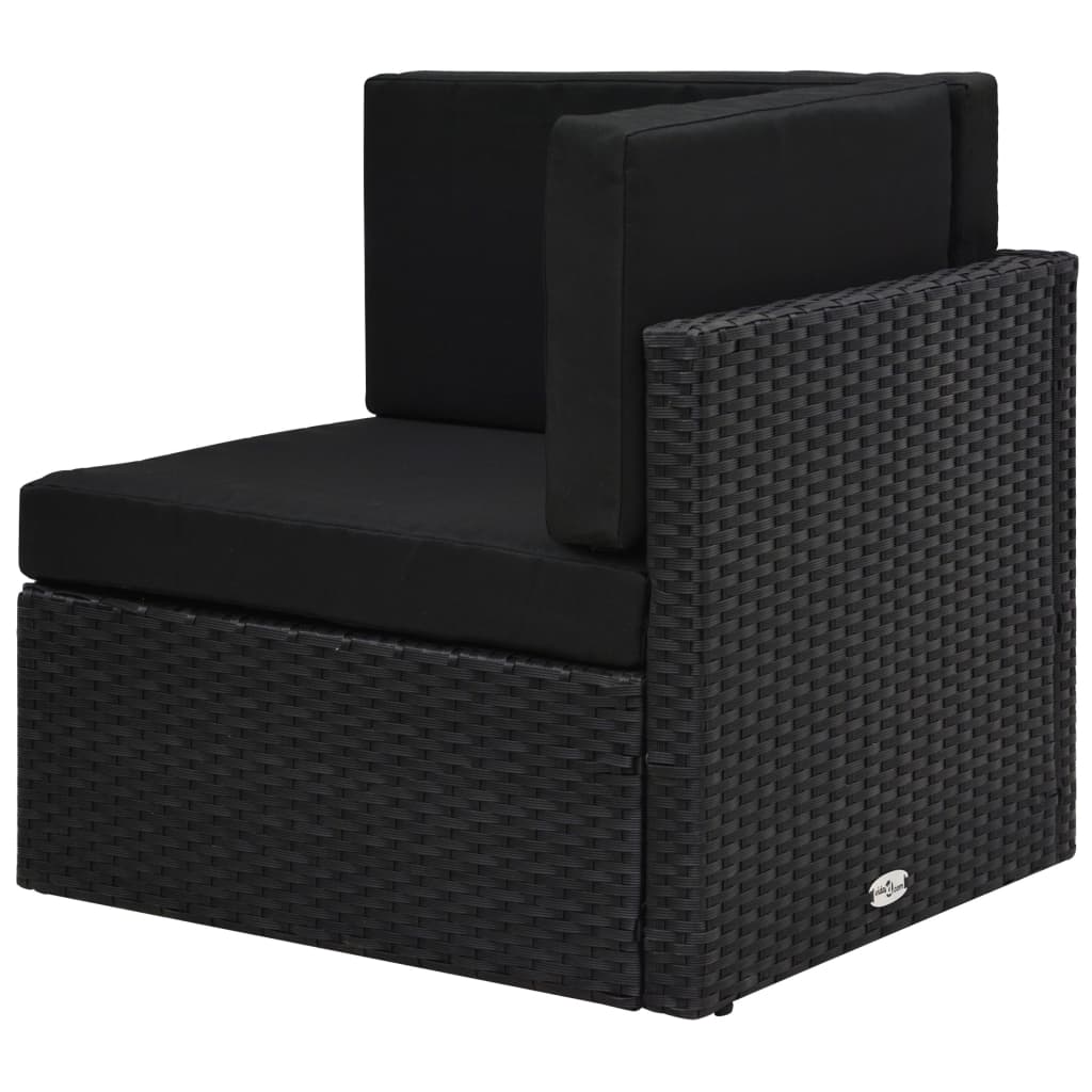 Modulares Sofa-Eckteil Poly Rattan Schwarz