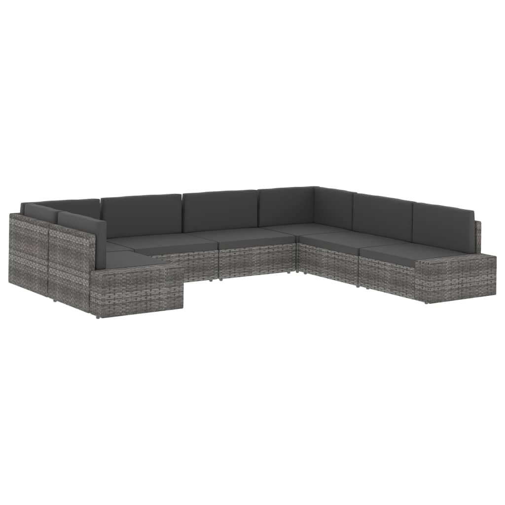 Modulares Mittelsofa Poly Rattan Grau