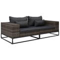 2-tlg. Garten-Sofagarnitur mit Auflagen Poly Rattan Grau