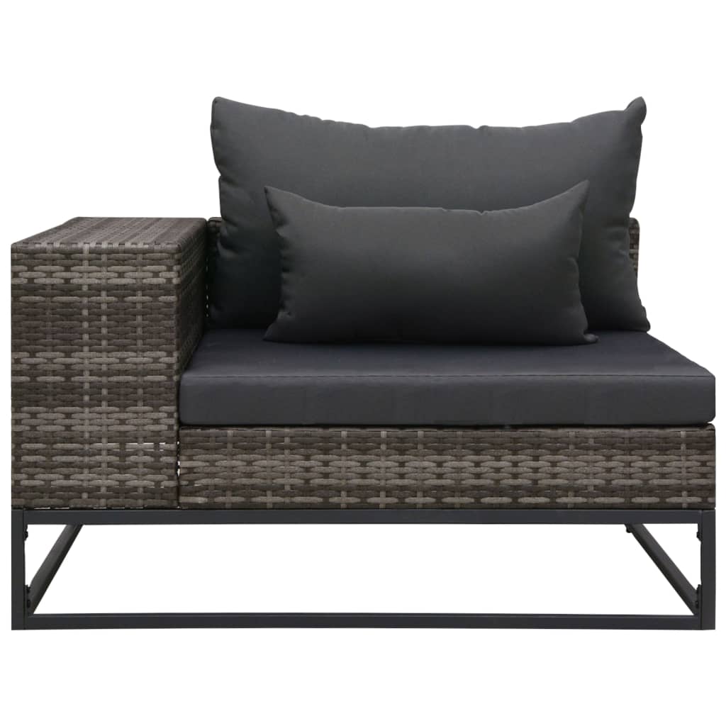 2-tlg. Garten-Sofagarnitur mit Auflagen Poly Rattan Grau