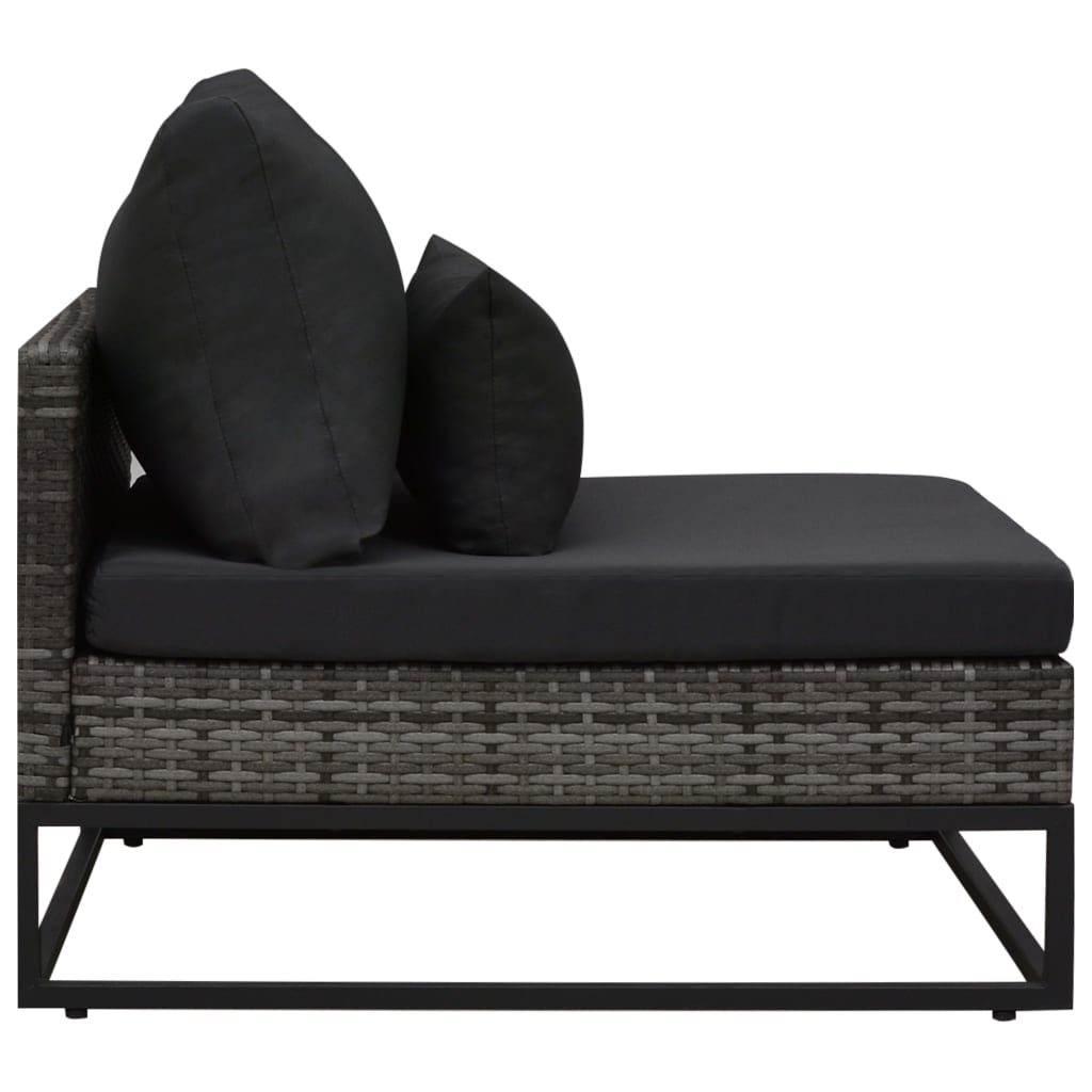 4-tlg. Garten-Sofagarnitur mit Auflagen Poly Rattan Grau