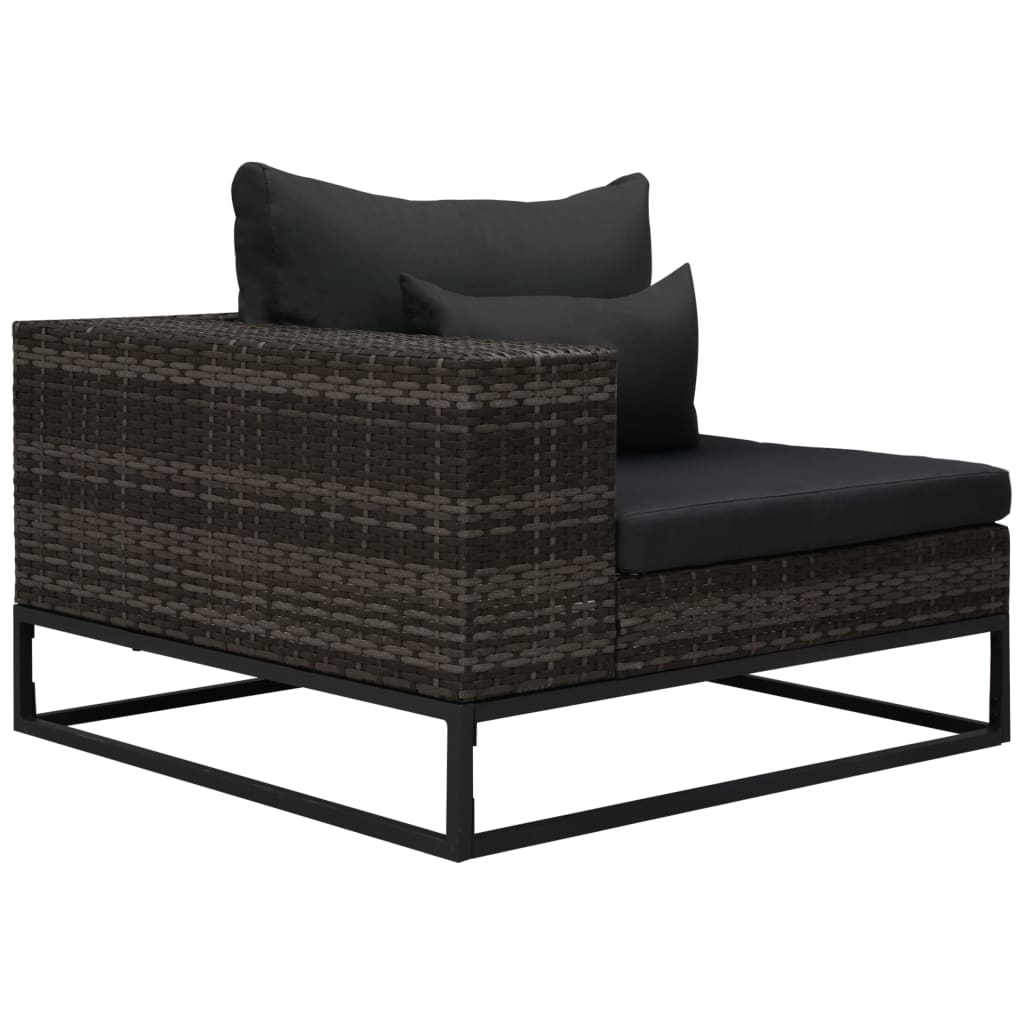 4-tlg. Garten-Sofagarnitur mit Auflagen Poly Rattan Grau