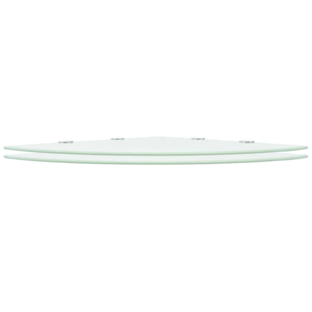 Eckregale 2 Stk. mit verchromten Halterungen Glas Weiß 45x45cm