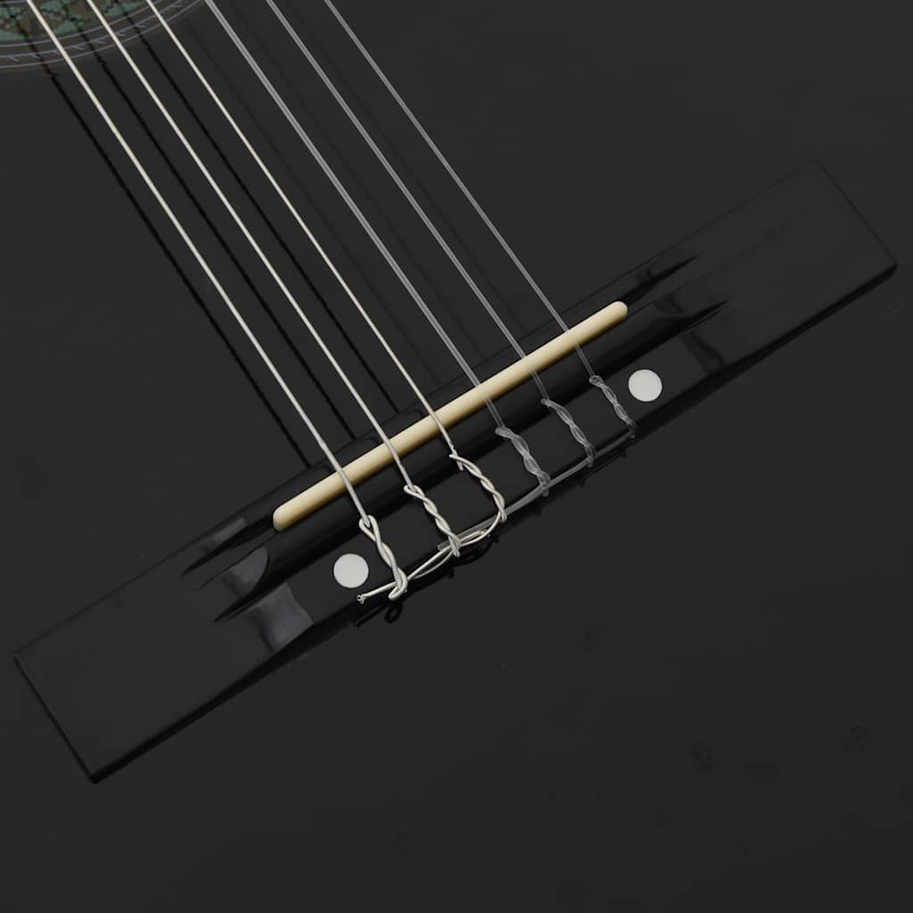 12-tlg. Klassikgitarren-Set für Anfänger Schwarz 4/4 39"