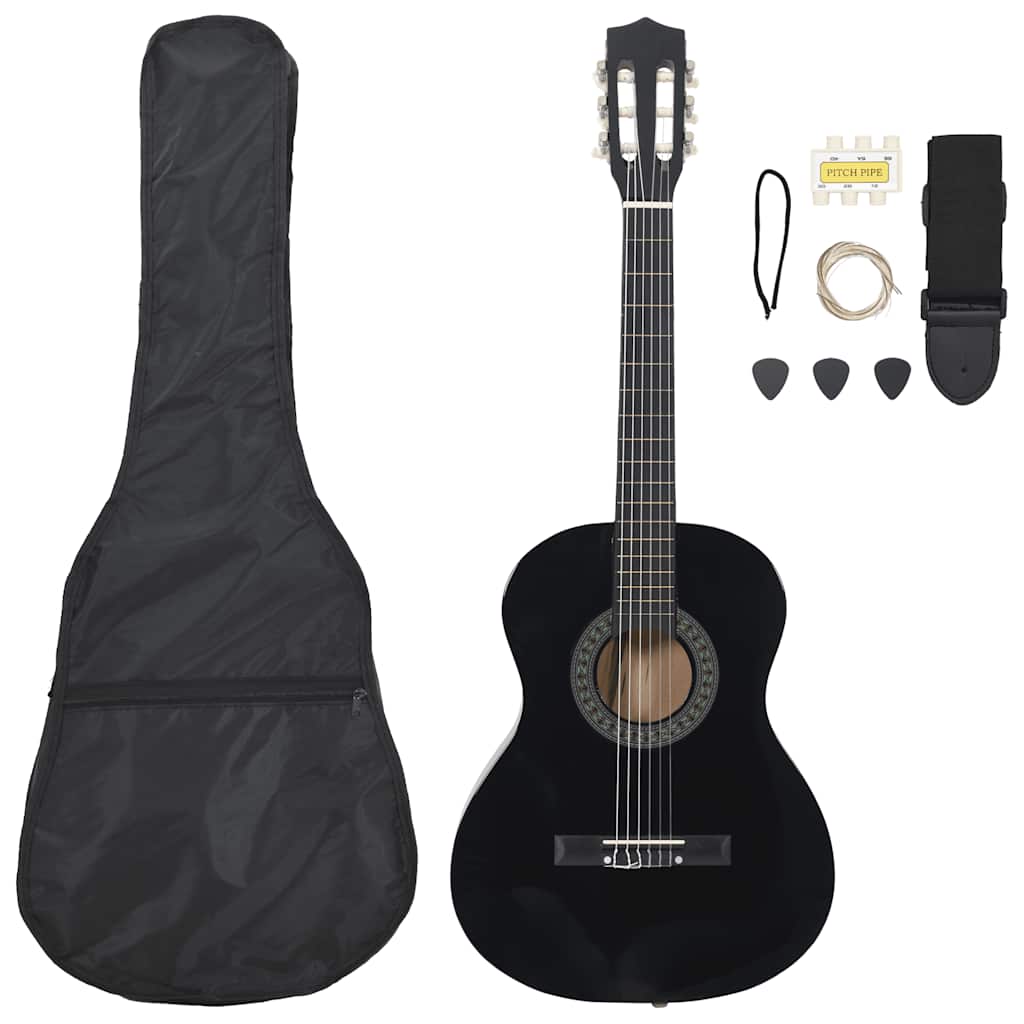 8-tlg. Klassikgitarren-Set für Anfänger Schwarz 3/4 36"
