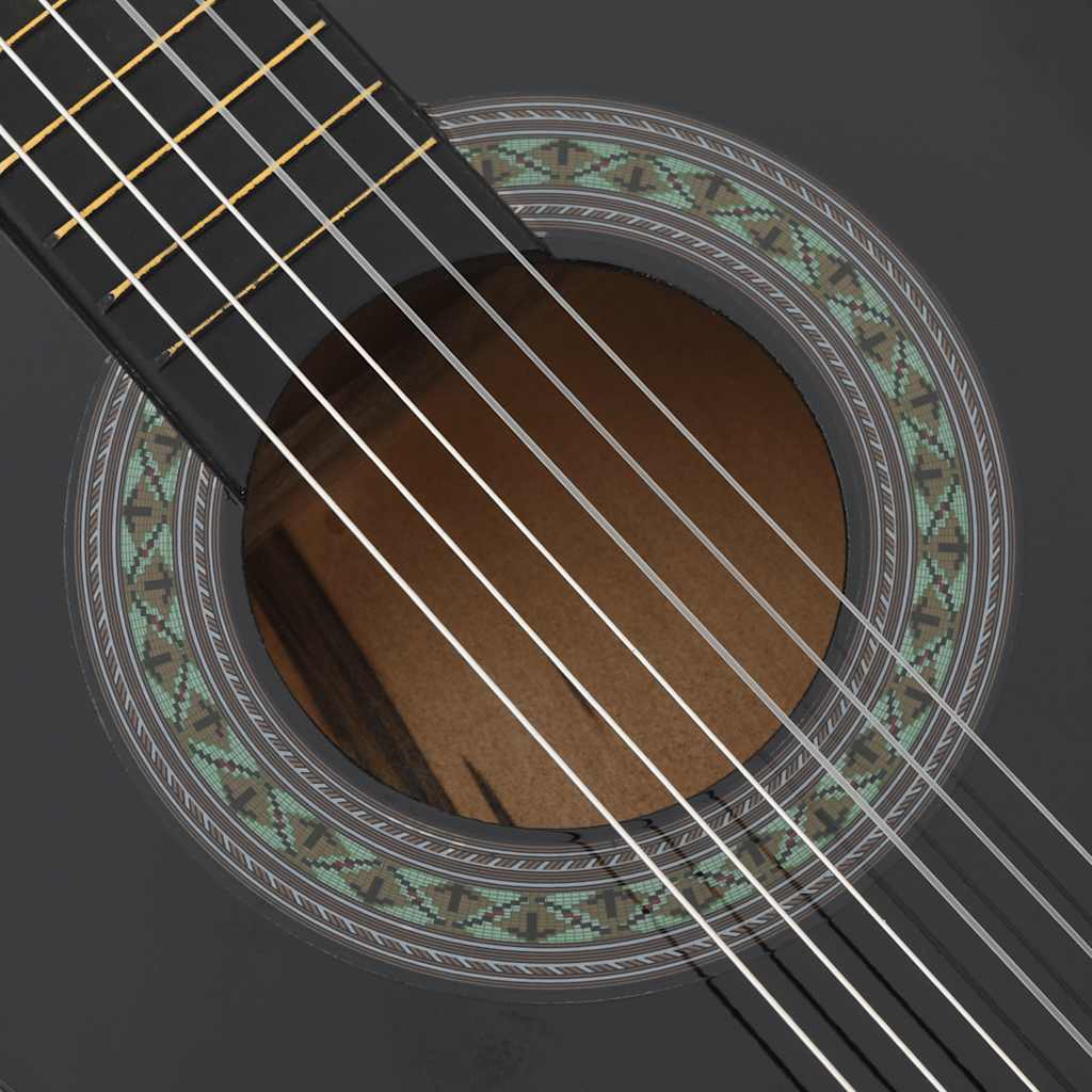 8-tlg. Klassikgitarren-Set für Anfänger Schwarz 3/4 36"