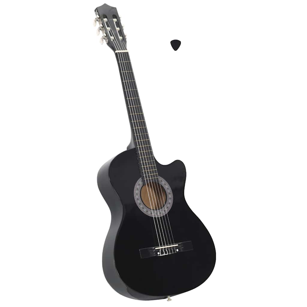 Westerngitarre Cutaway mit 6 Saiten Schwarz 38"