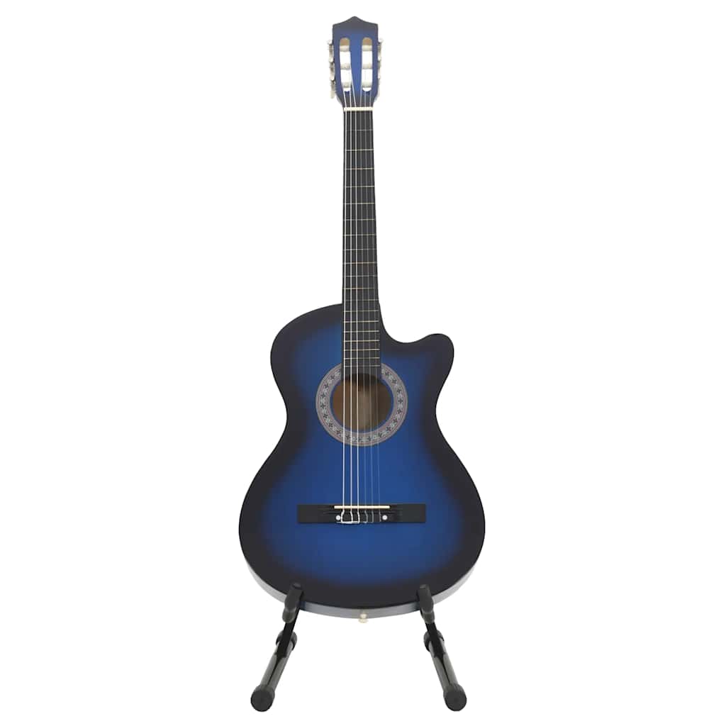 12.-tlg. Westerngitarre Set mit 6 Saiten Blau-Schattiert 38"