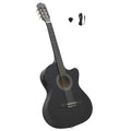 Westerngitarre Cutaway mit Equalizer und 6 Saiten Schwarz