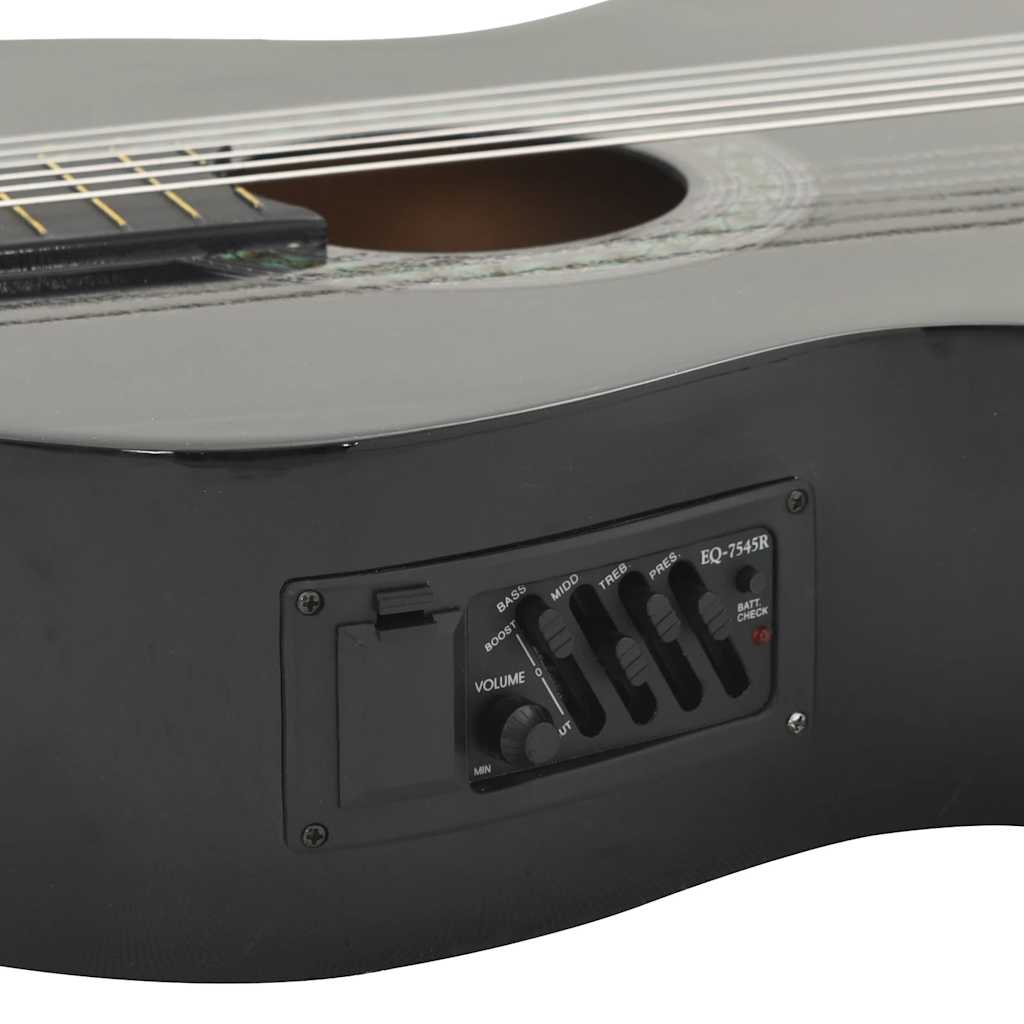 12-tlg. Western Gitarren-Set mit Equalizer und 6 Saiten Schwarz