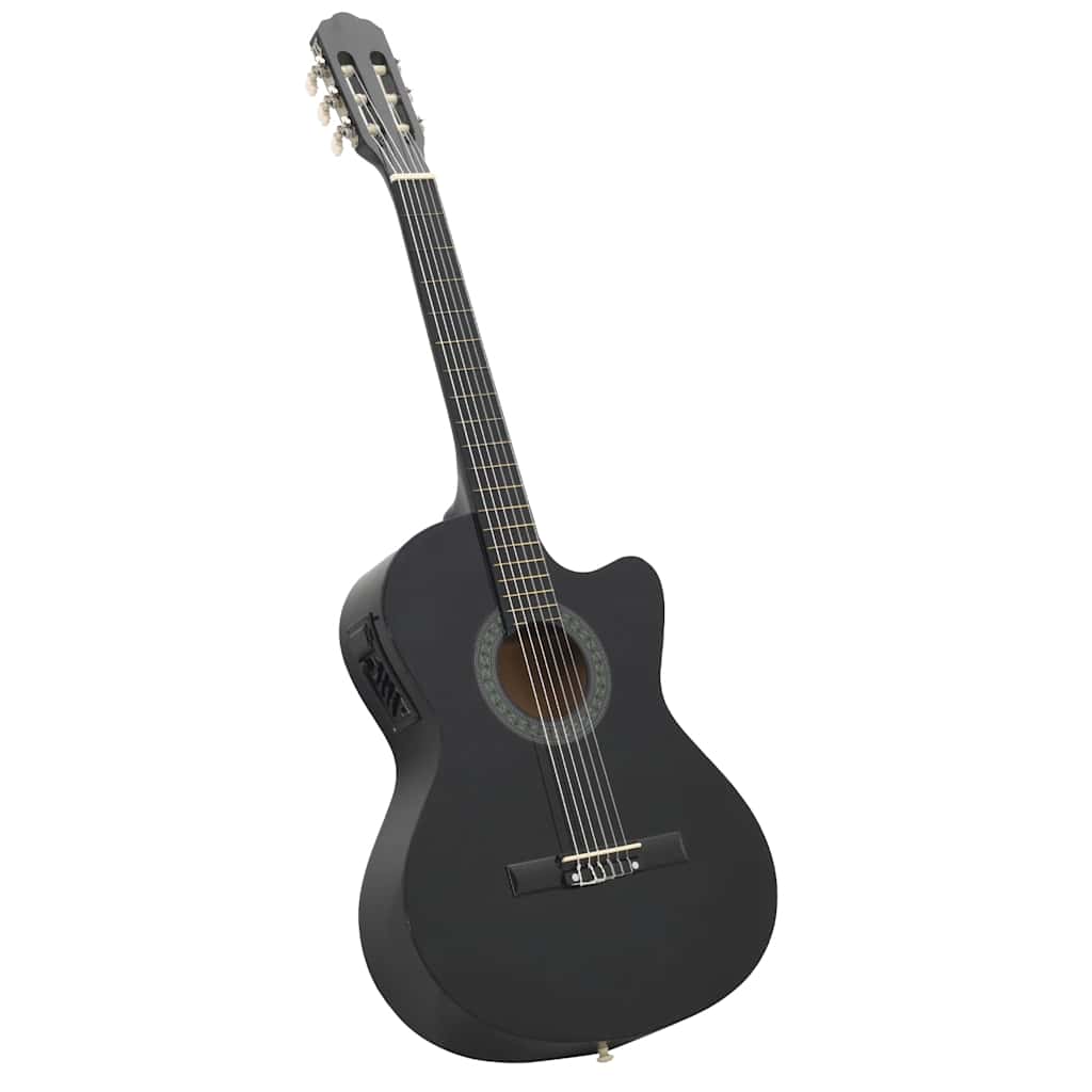12-tlg. Western Gitarren-Set mit Equalizer und 6 Saiten Schwarz