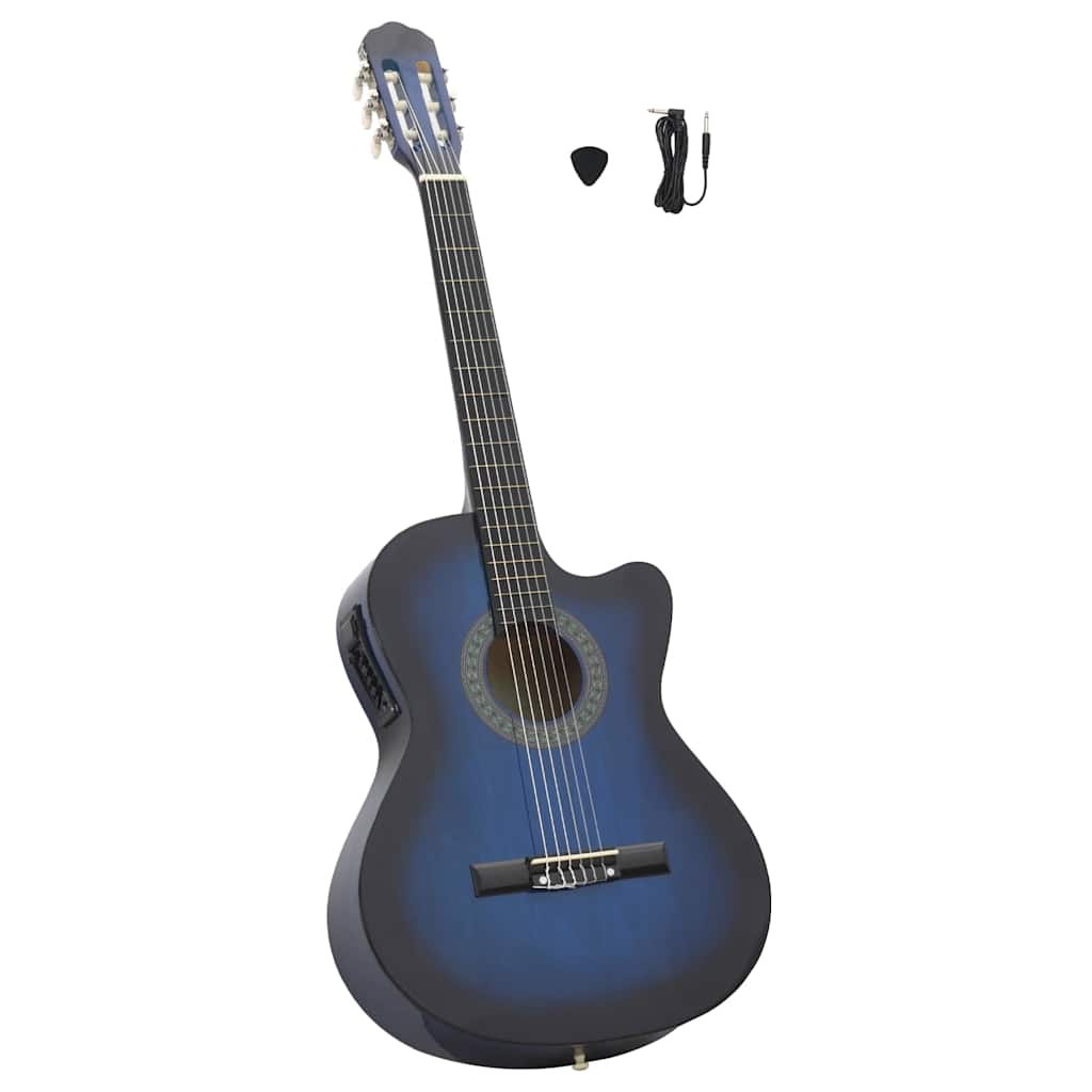 Westerngitarre Cutaway mit Equalizer und 6 Saiten Blau