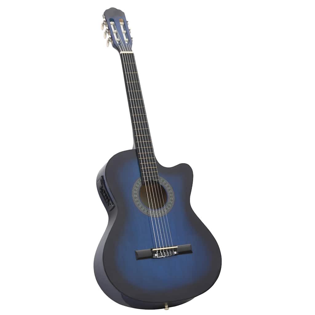 Westerngitarre Cutaway mit Equalizer und 6 Saiten Blau