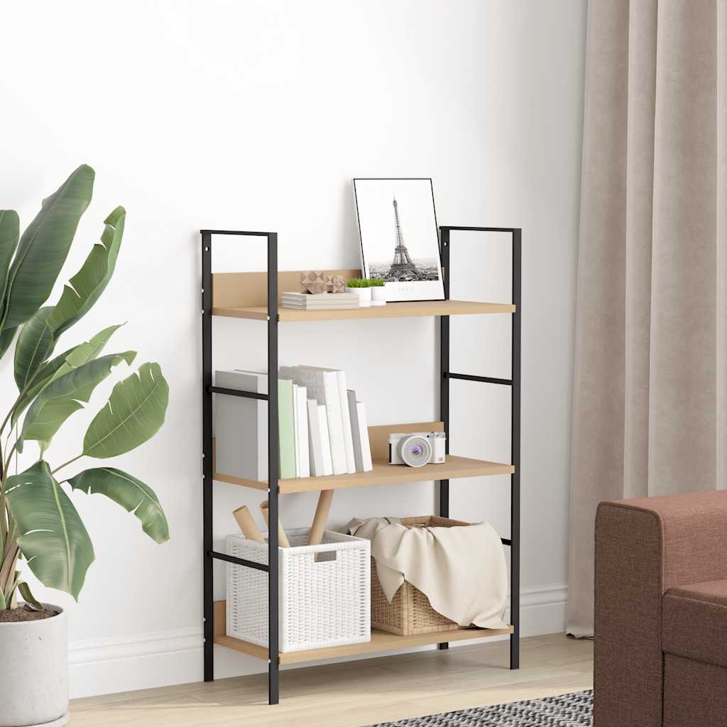 Bücherregal 3 Regalböden Eiche 60×27,6×90,5 cm Holzwerkstoff