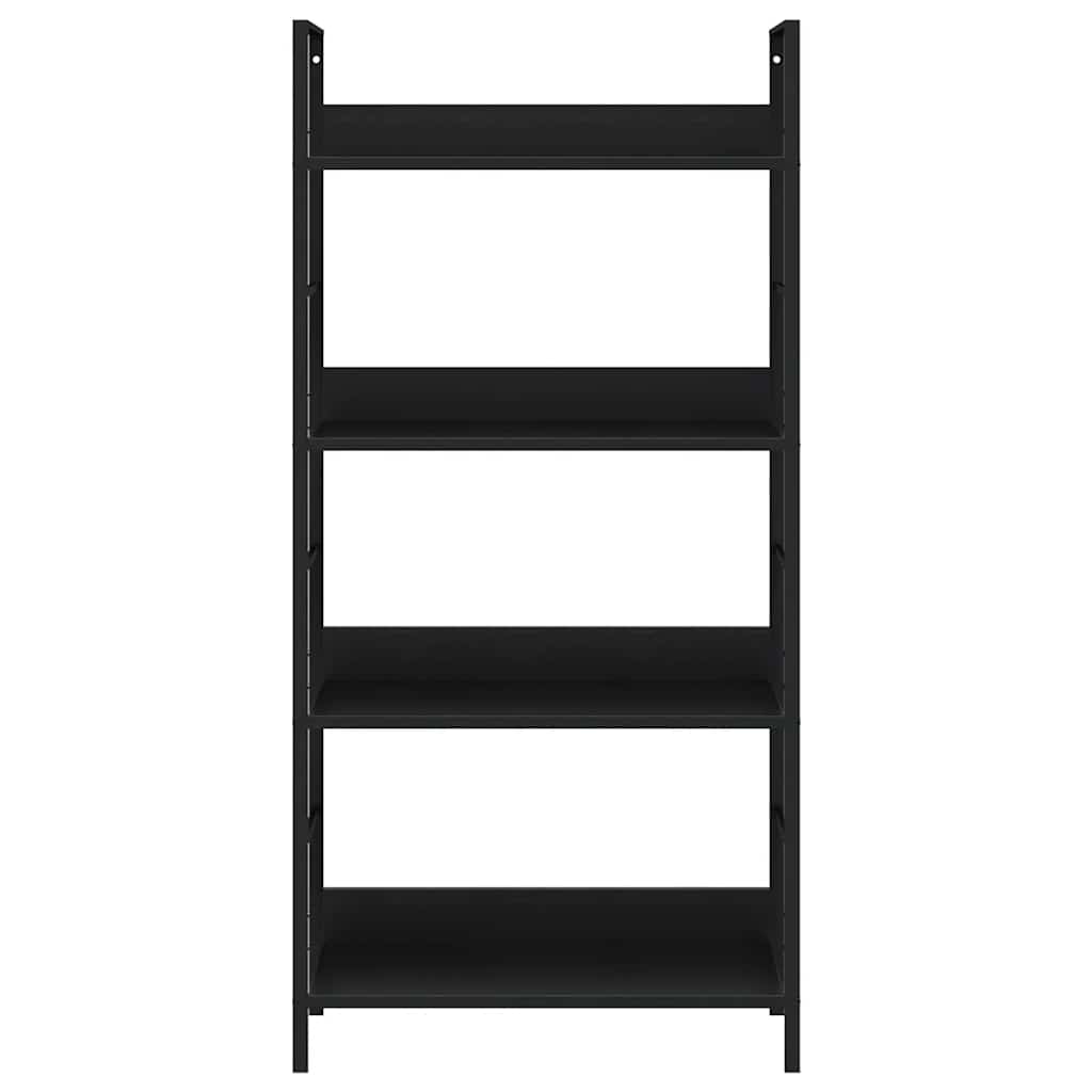 Bücherregal 4 Regalböden Schwarz 60×27,6×124,5 cm Holzwerkstoff